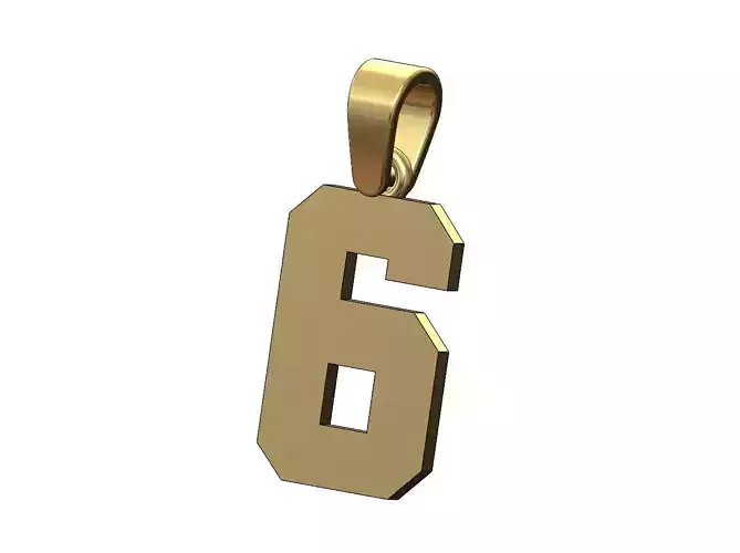 NBA font number 6 pendant charm with bail