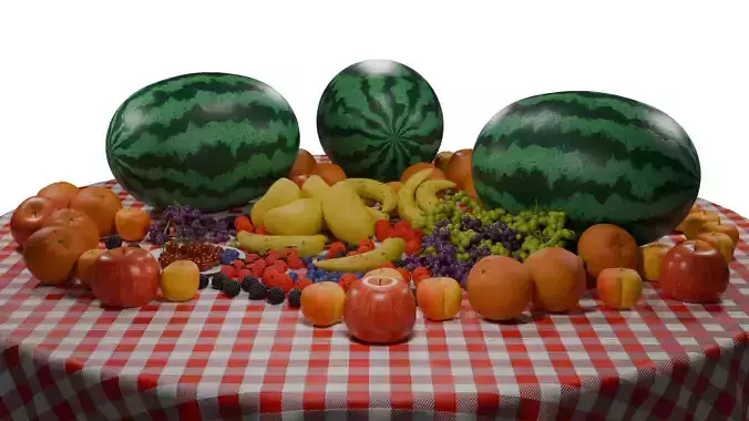 Realistic 3D Fruits Collection Game Animation Ready