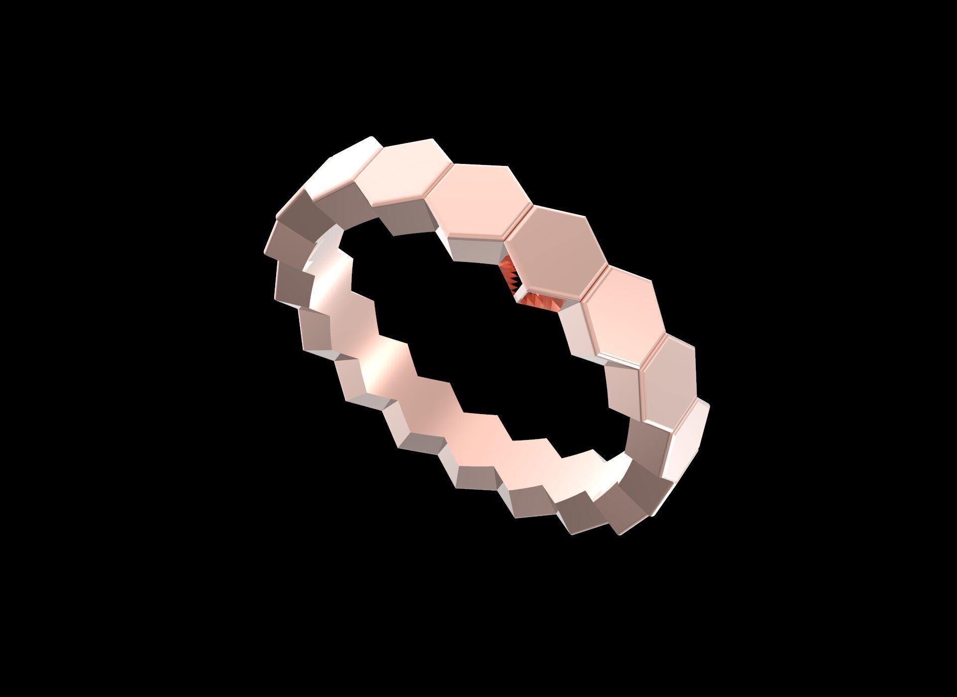 Ring Honeycomb Beehive Without Diamond 17 mm 3D print model_5