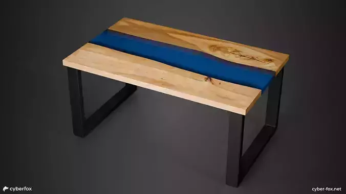 Square Table with Epoxy Resin