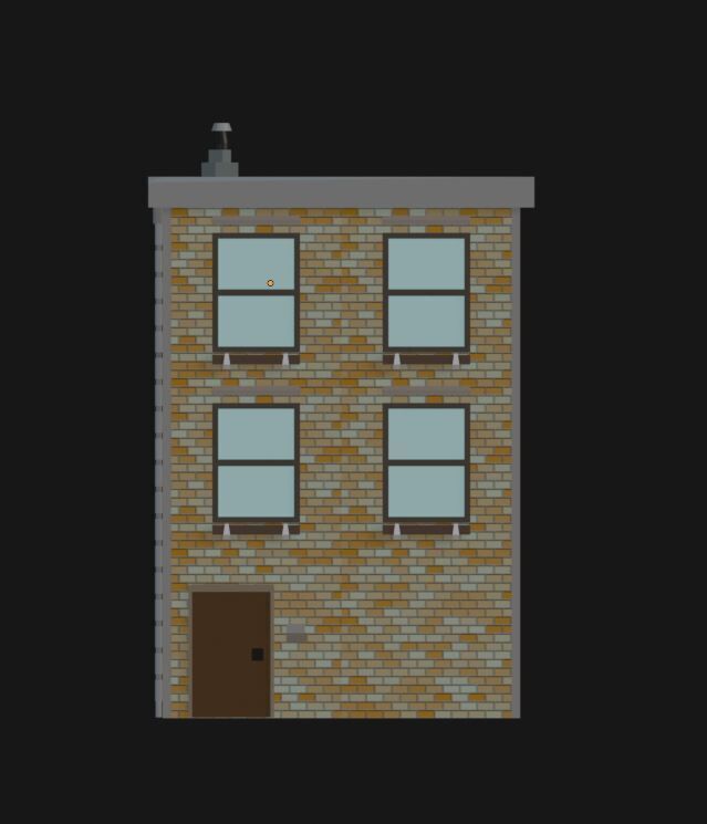 Stylized Low Poly Brick Apartment Compact Urban Building Low-poly 3D model_1