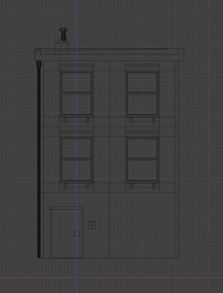 Stylized Low Poly Brick Apartment Compact Urban Building Low-poly 3D model_10