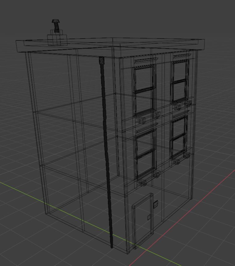 Stylized Low Poly Brick Apartment Compact Urban Building Low-poly 3D model_7