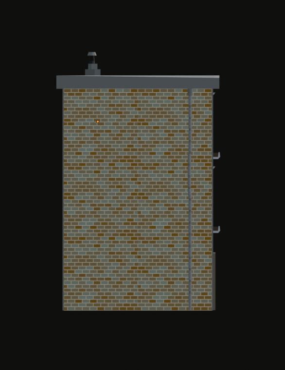 Stylized Low Poly Brick Apartment Compact Urban Building Low-poly 3D model_4