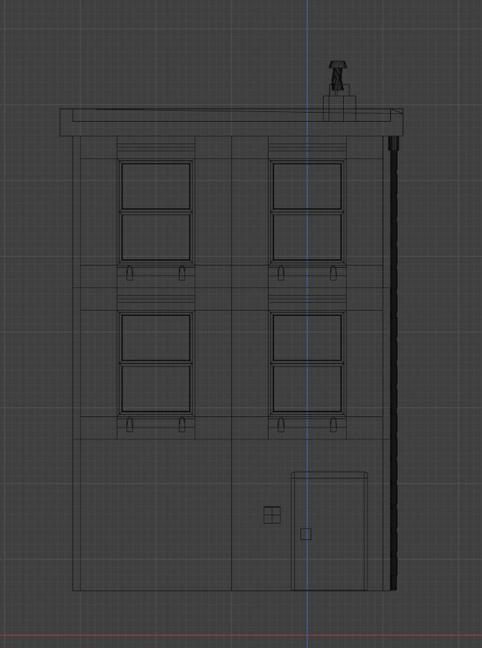 Stylized Low Poly Brick Apartment Compact Urban Building Low-poly 3D model_9