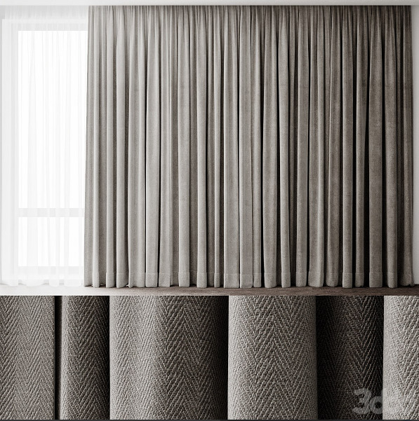 Curtains Low-poly 3D model_4