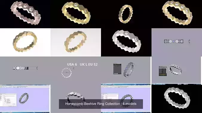 Honeycomb Beehive Ring Collection