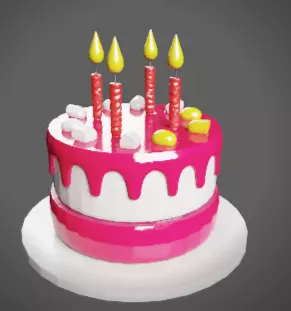 Cake Birthday Food Cartoon 3D model