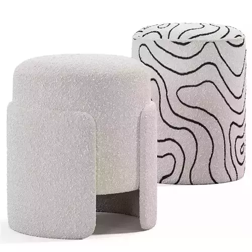 Makeup Stool Ottoman Black Lines