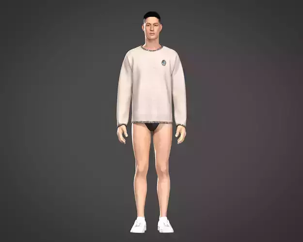 Mens sweater with patch on chest