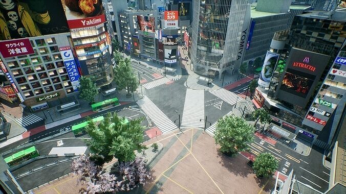 Shibuya - Crossing and surrounding areas Low-poly 3D model