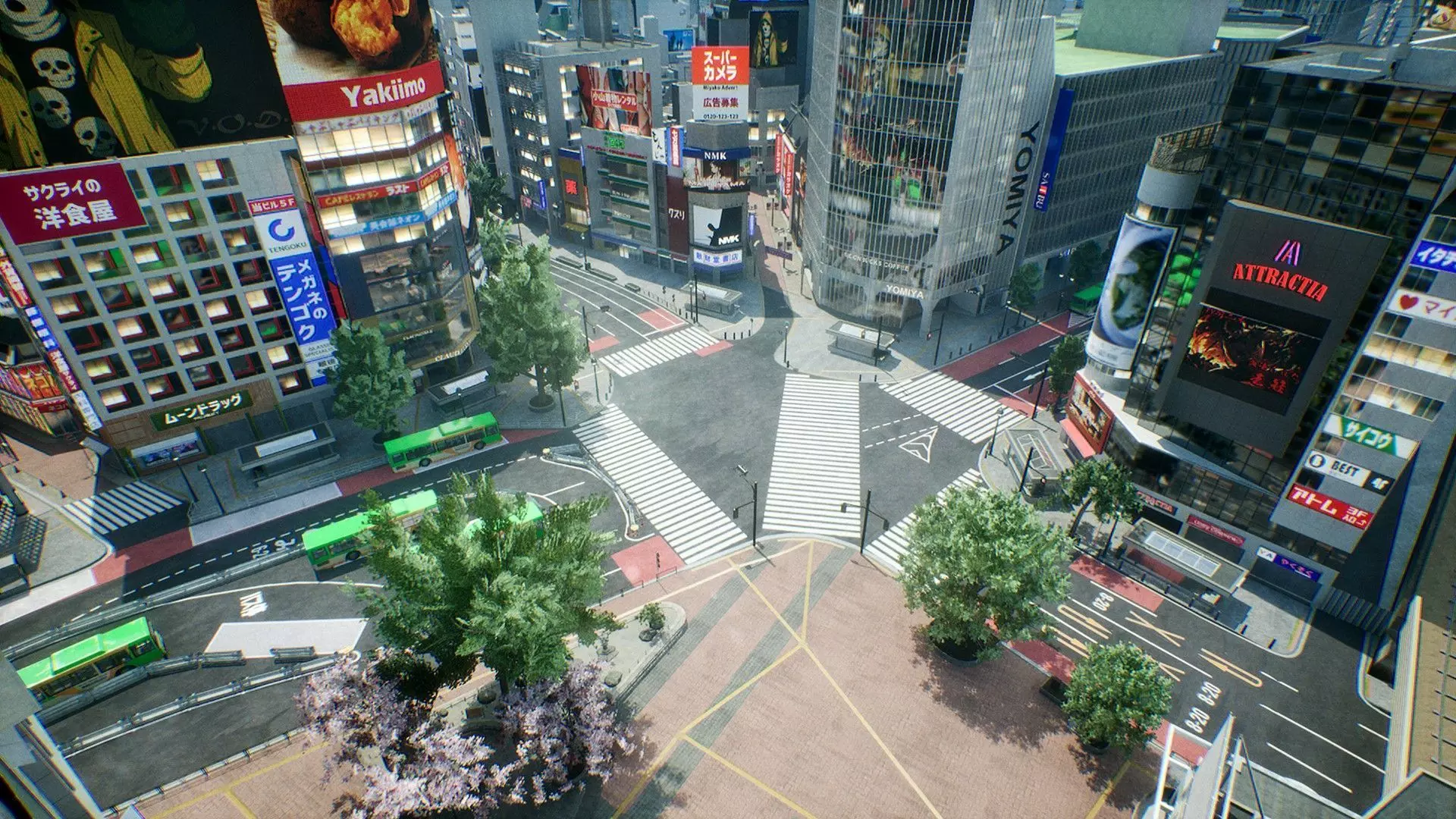 Shibuya - Crossing and surrounding areas Low-poly 3D model_0