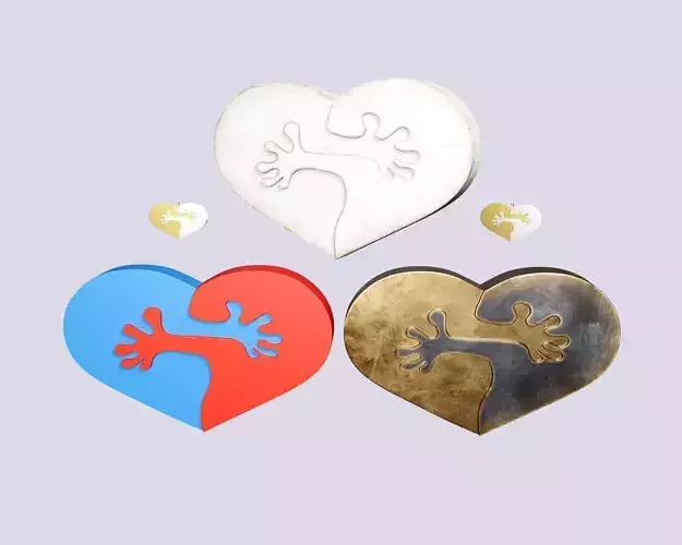 Heart hug decor and pendant for visualization and 3D print 3D model