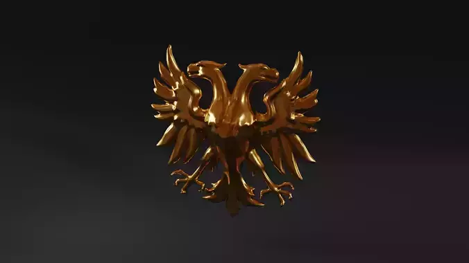 Golden Two Headed Eagle Emblem Low-poly 3D model