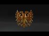 Golden Two Headed Eagle Emblem Low-poly 3D model_1