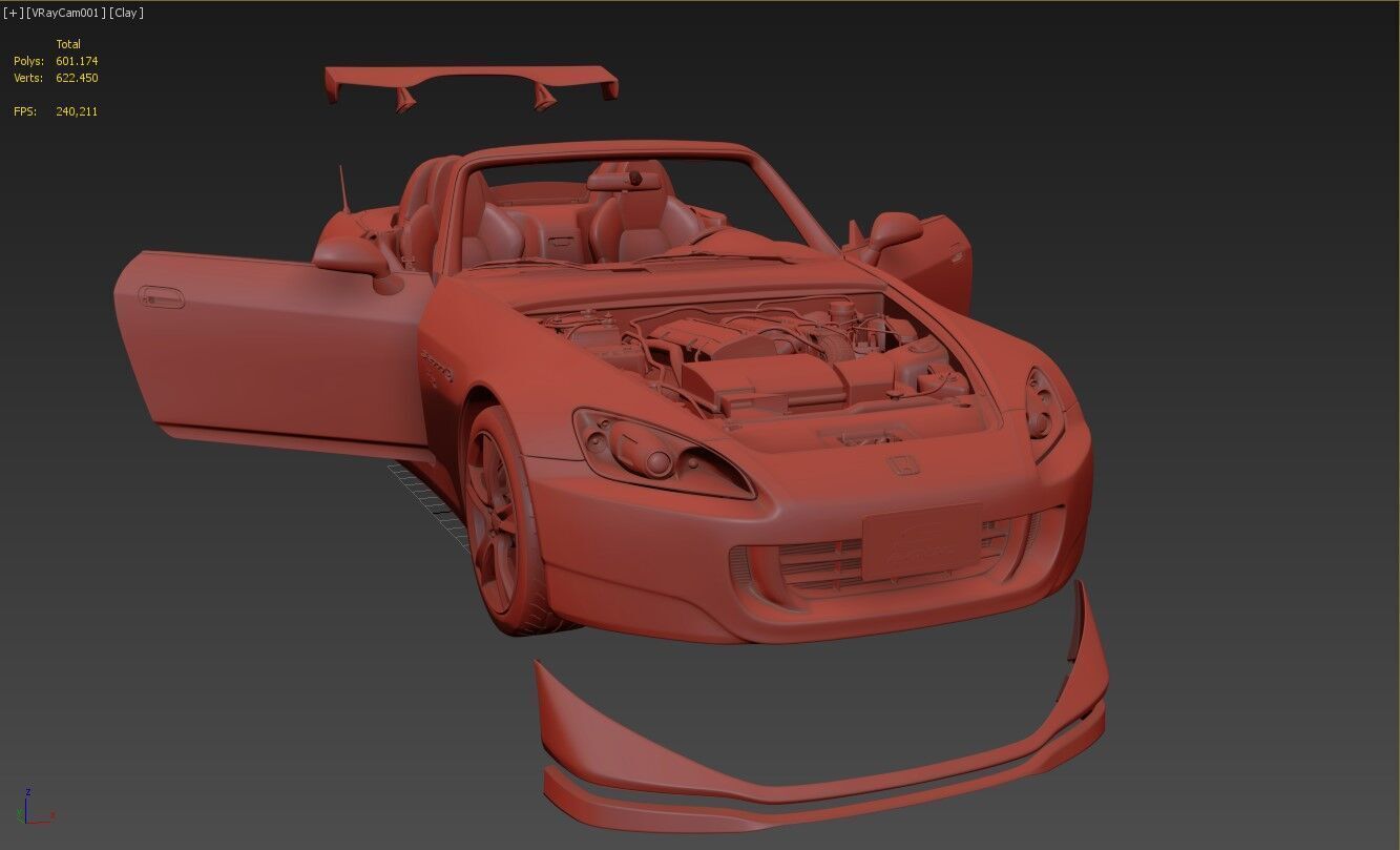 Honda S2000 ap2 CR 3D model_16