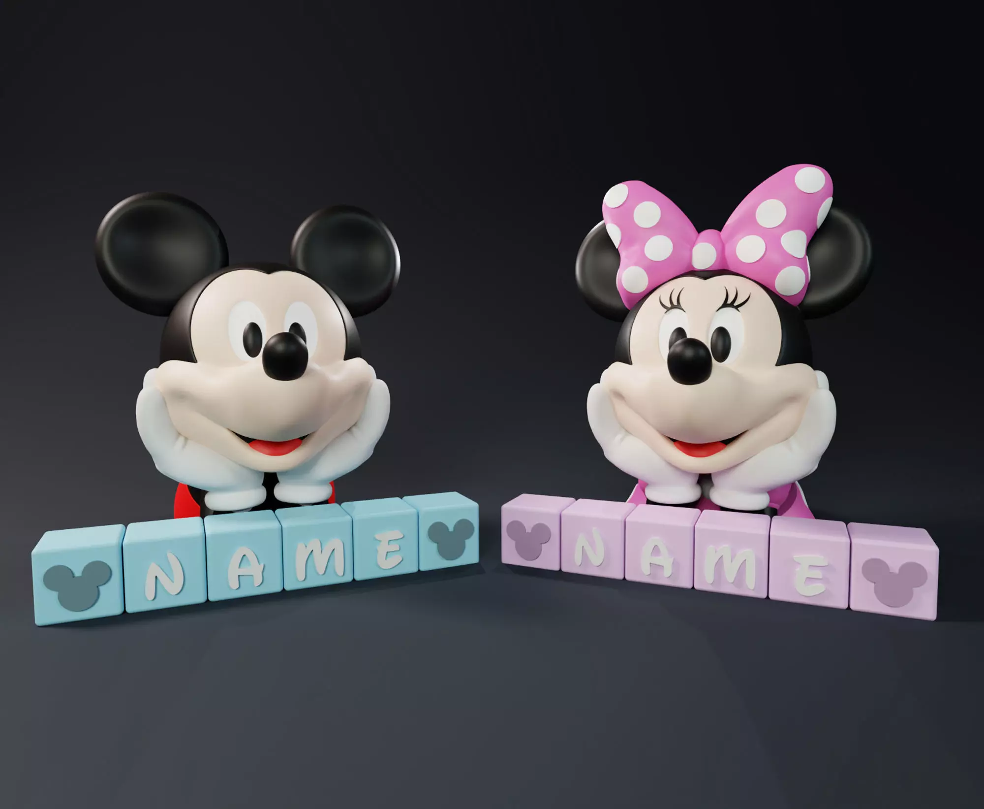 Mickey and Minnie Letter Blocks 3D print model