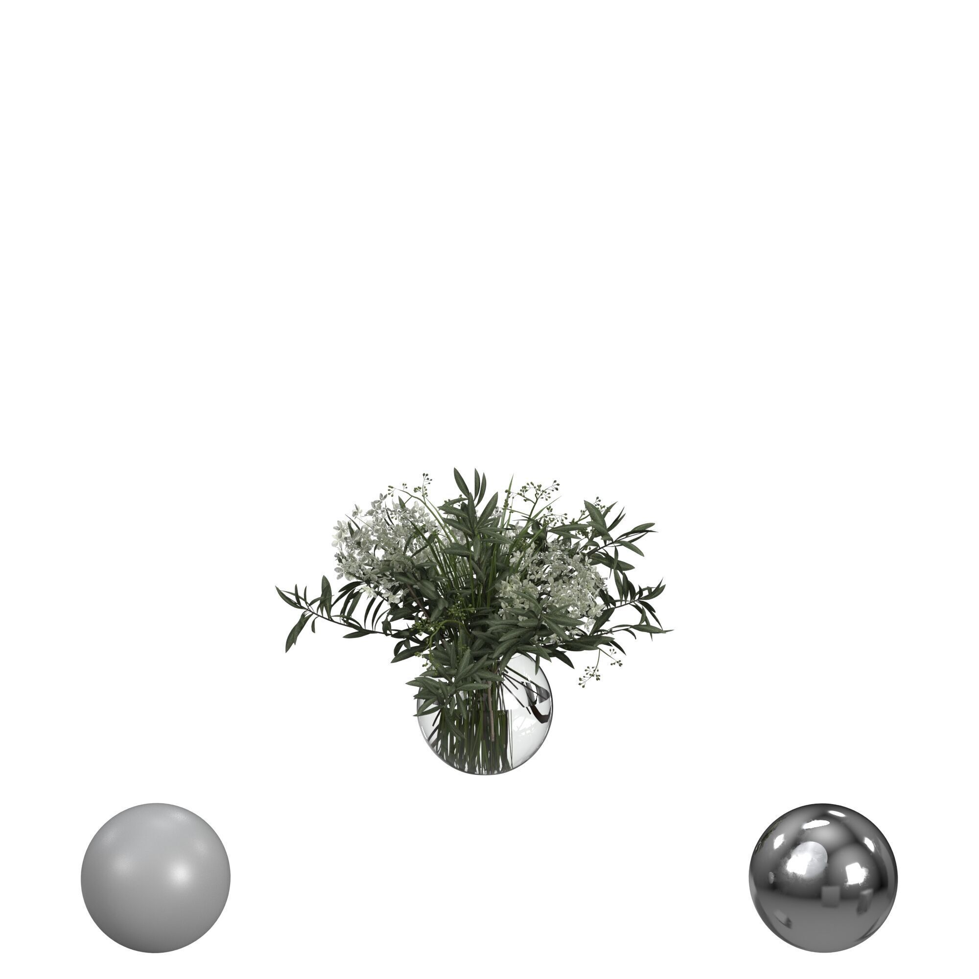 Bouquet of Hydrangea and Olive Branches 3D model_1