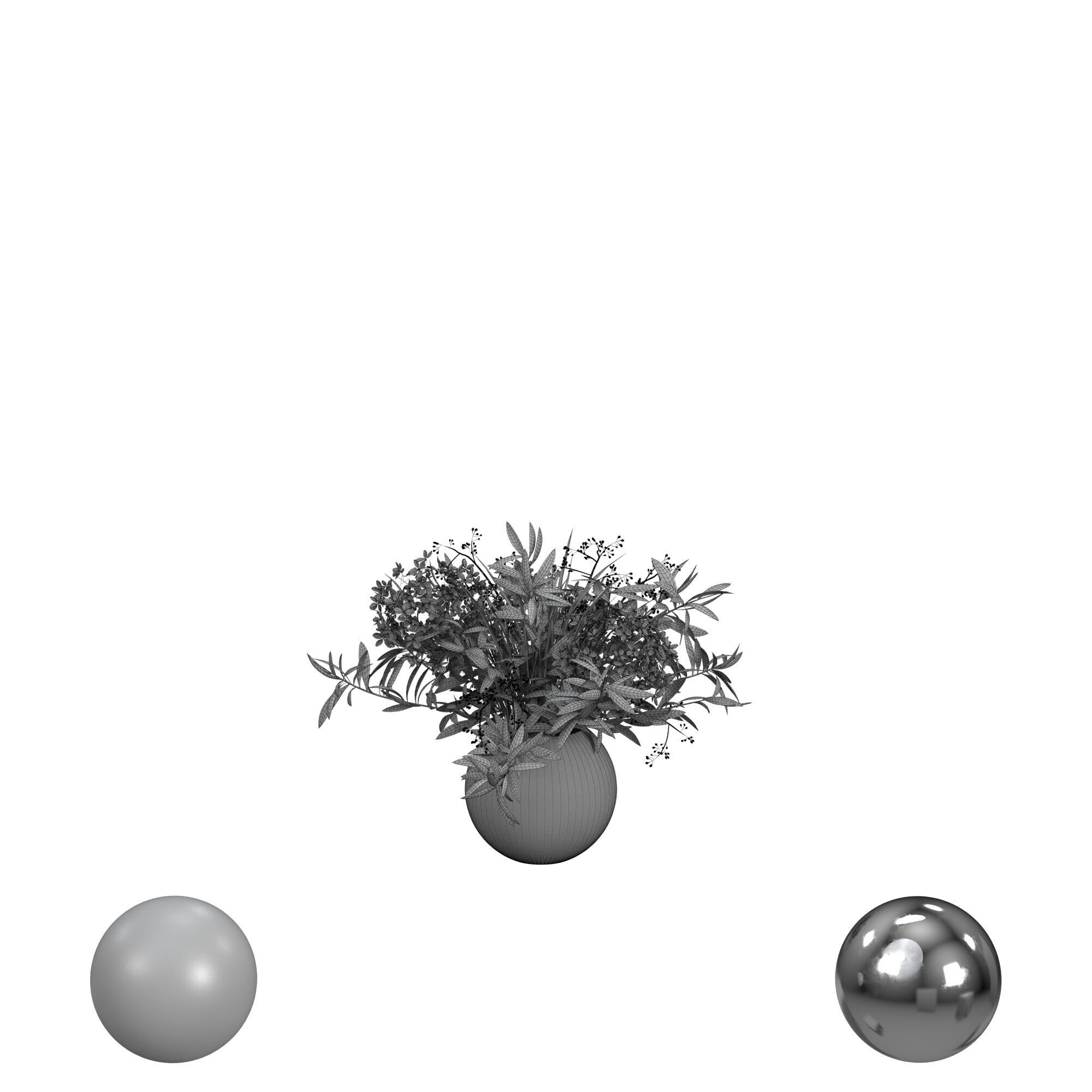 Bouquet of Hydrangea and Olive Branches 3D model_3