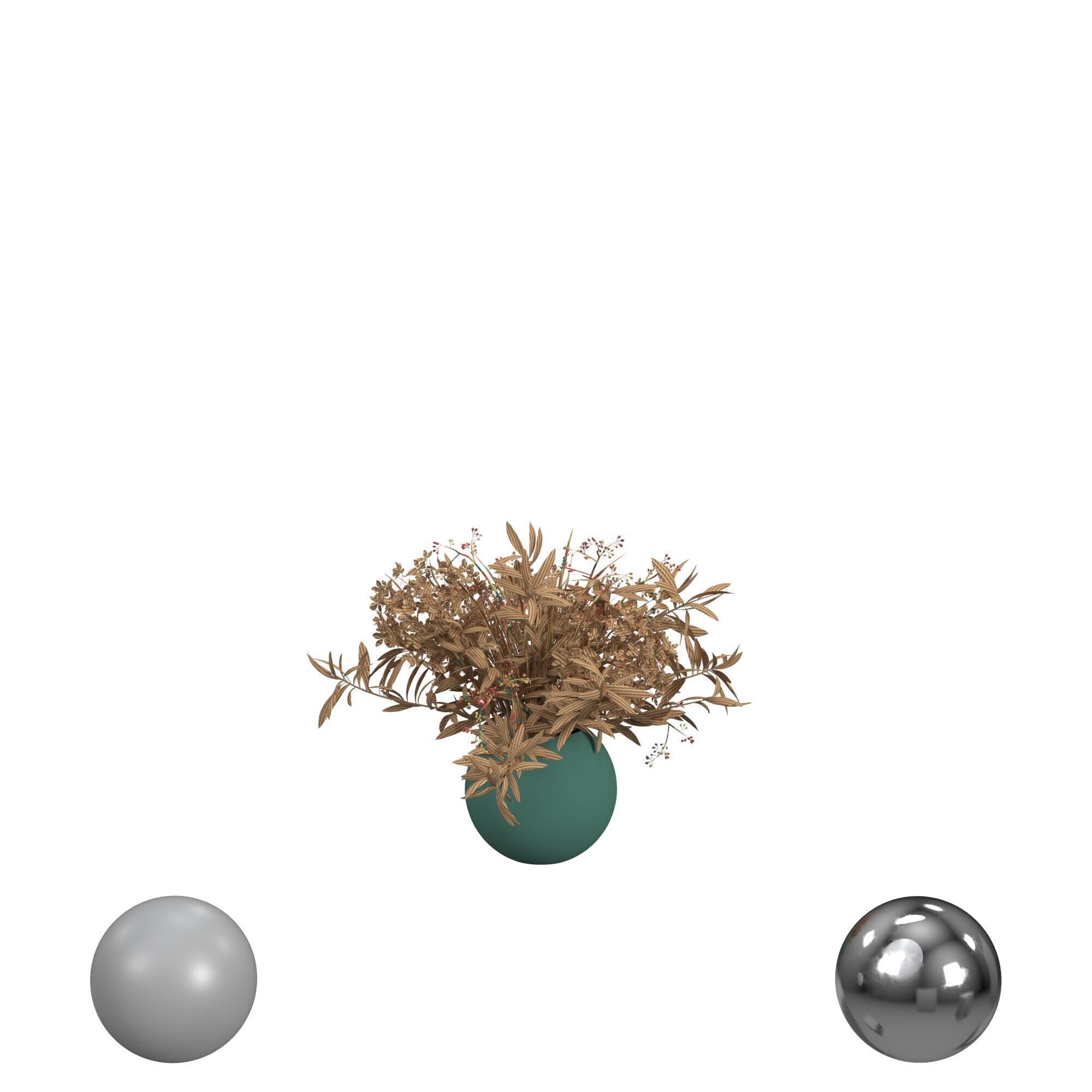 Bouquet of Hydrangea and Olive Branches 3D model_2