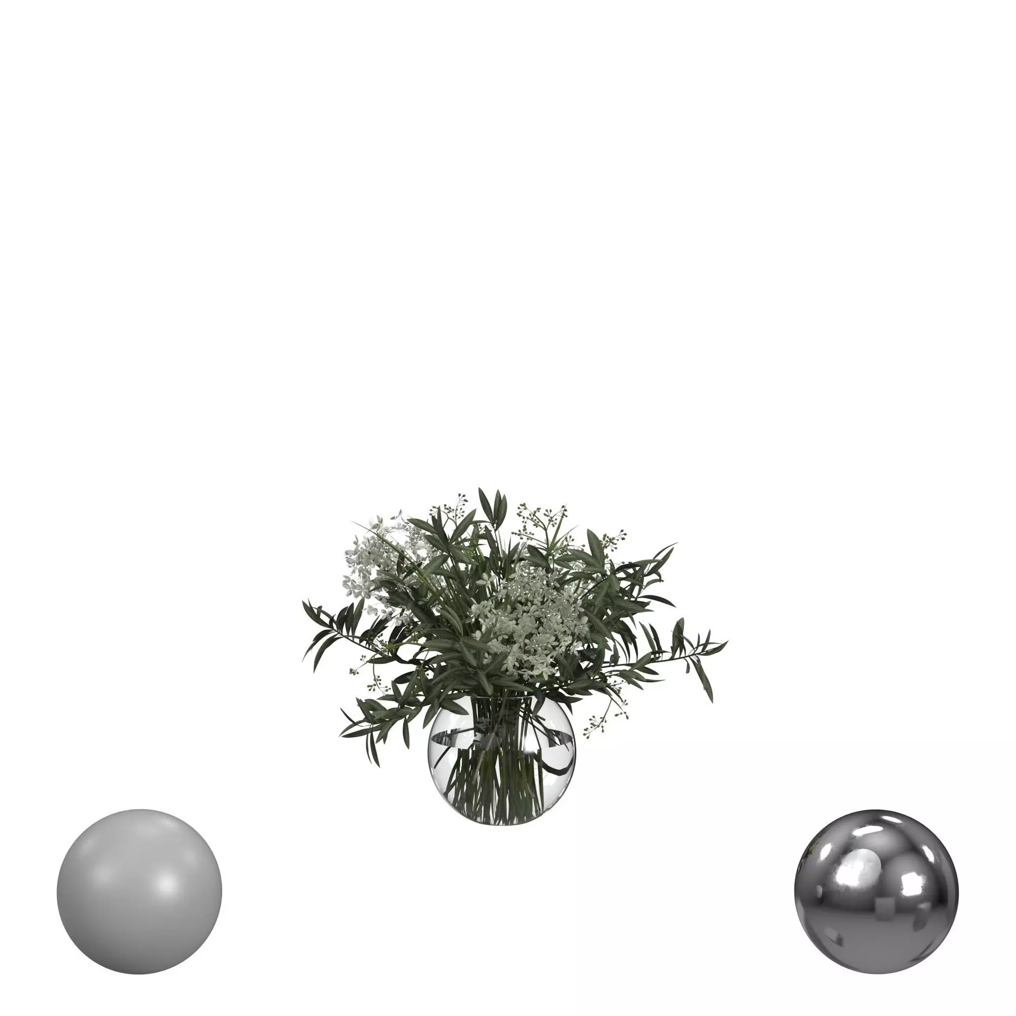 Bouquet of Hydrangea and Olive Branches 3D model_0