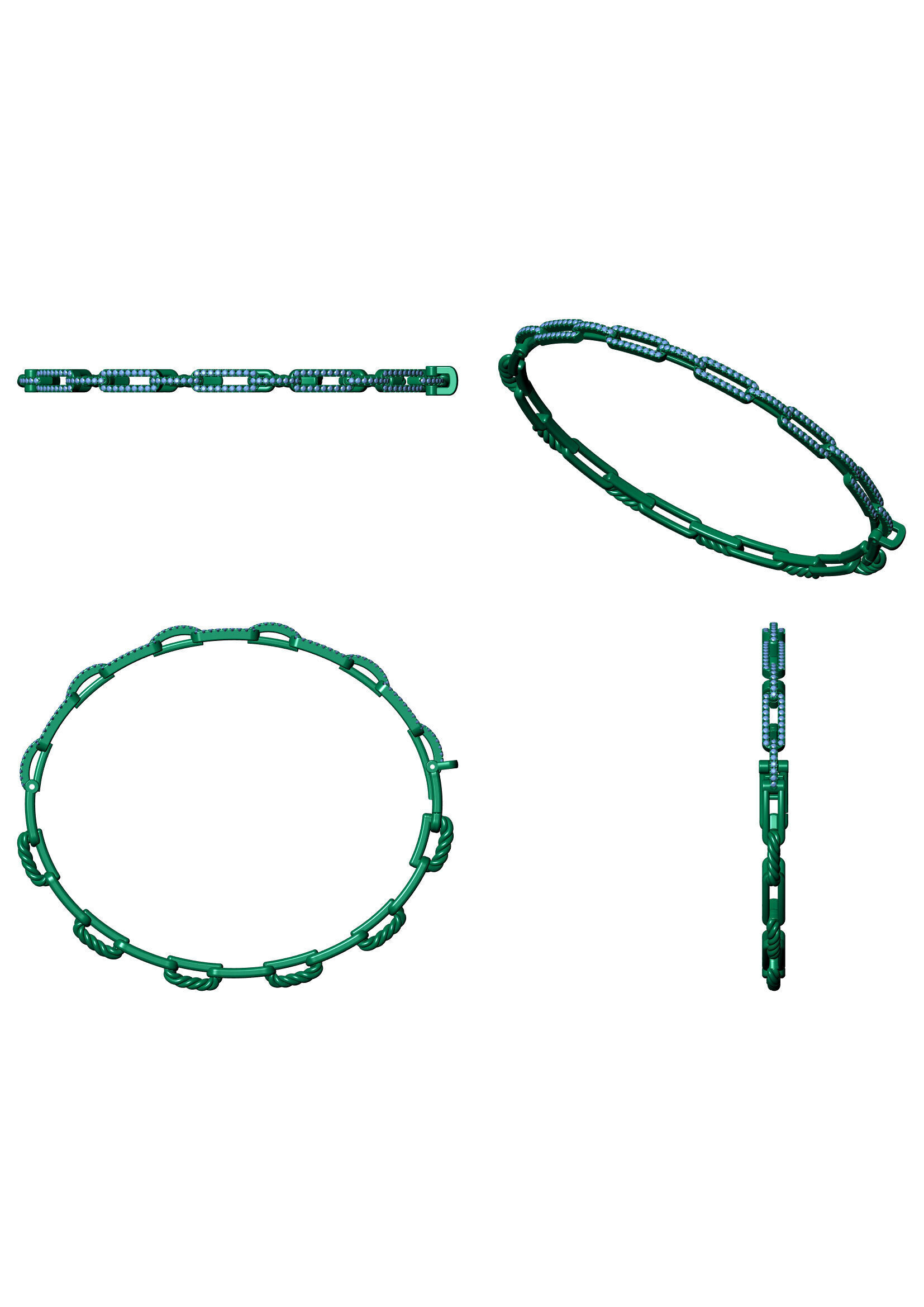 Diamond Link Bracelet 3D print model_9