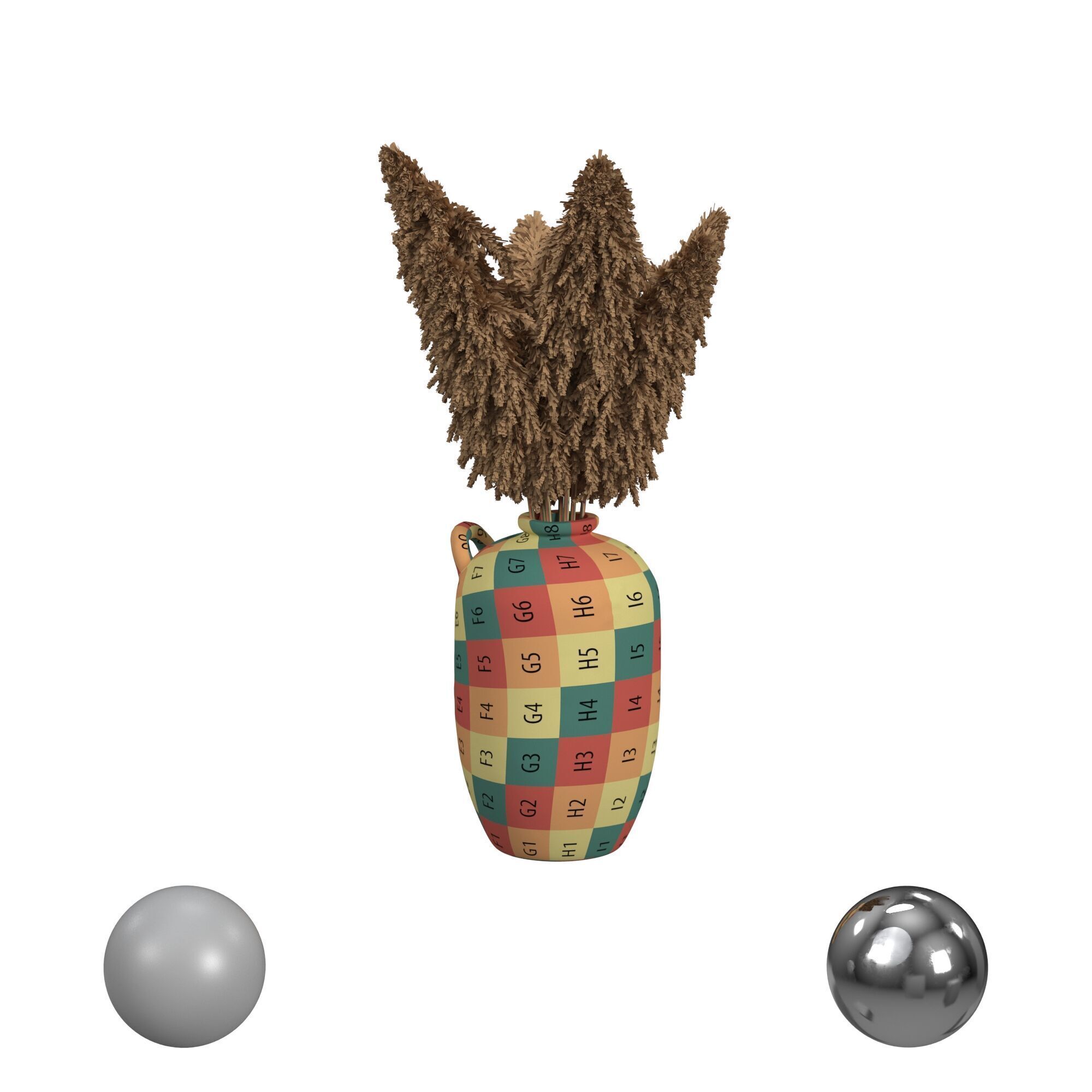 Pampas Grass in Vase 3D model_2