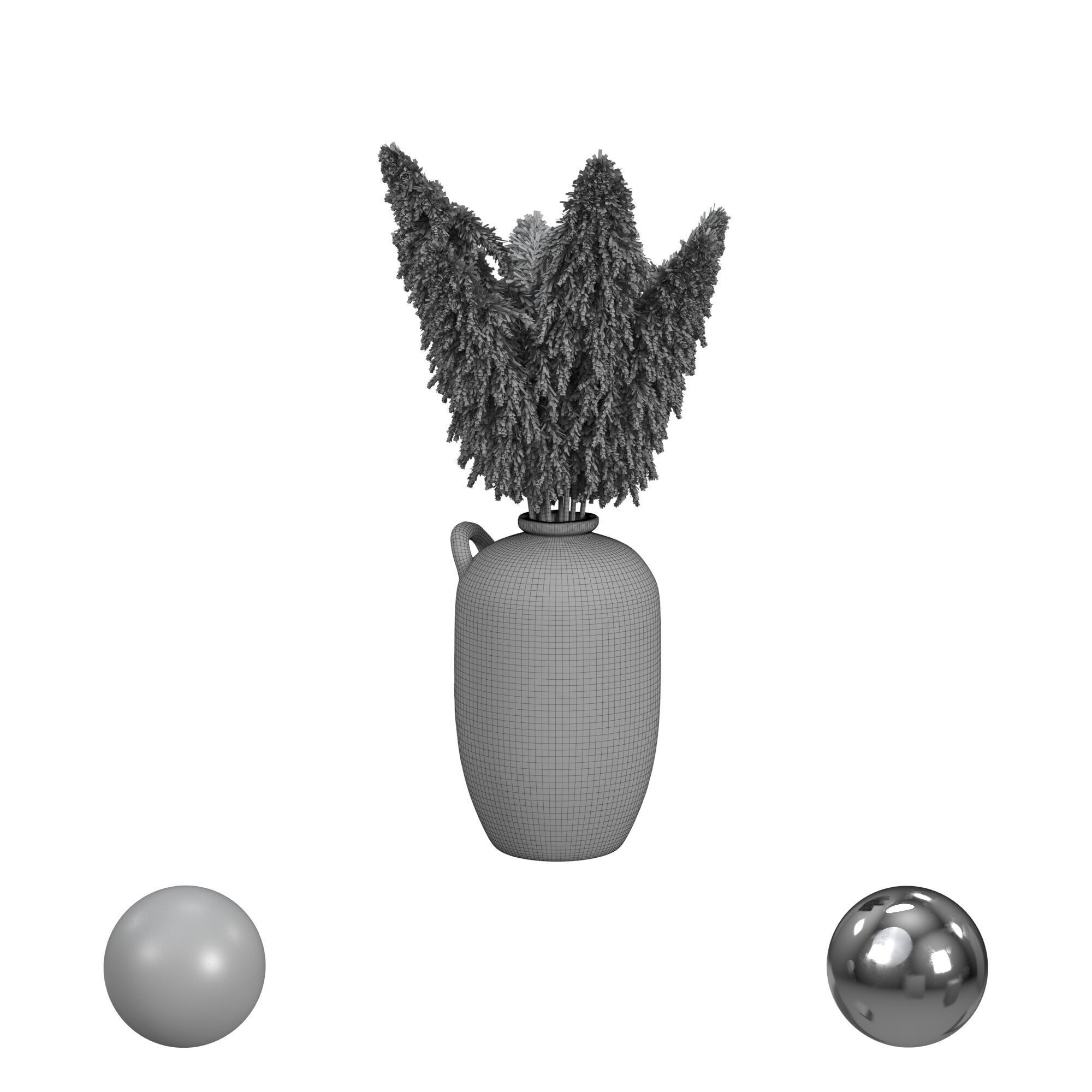 Pampas Grass in Vase 3D model_3