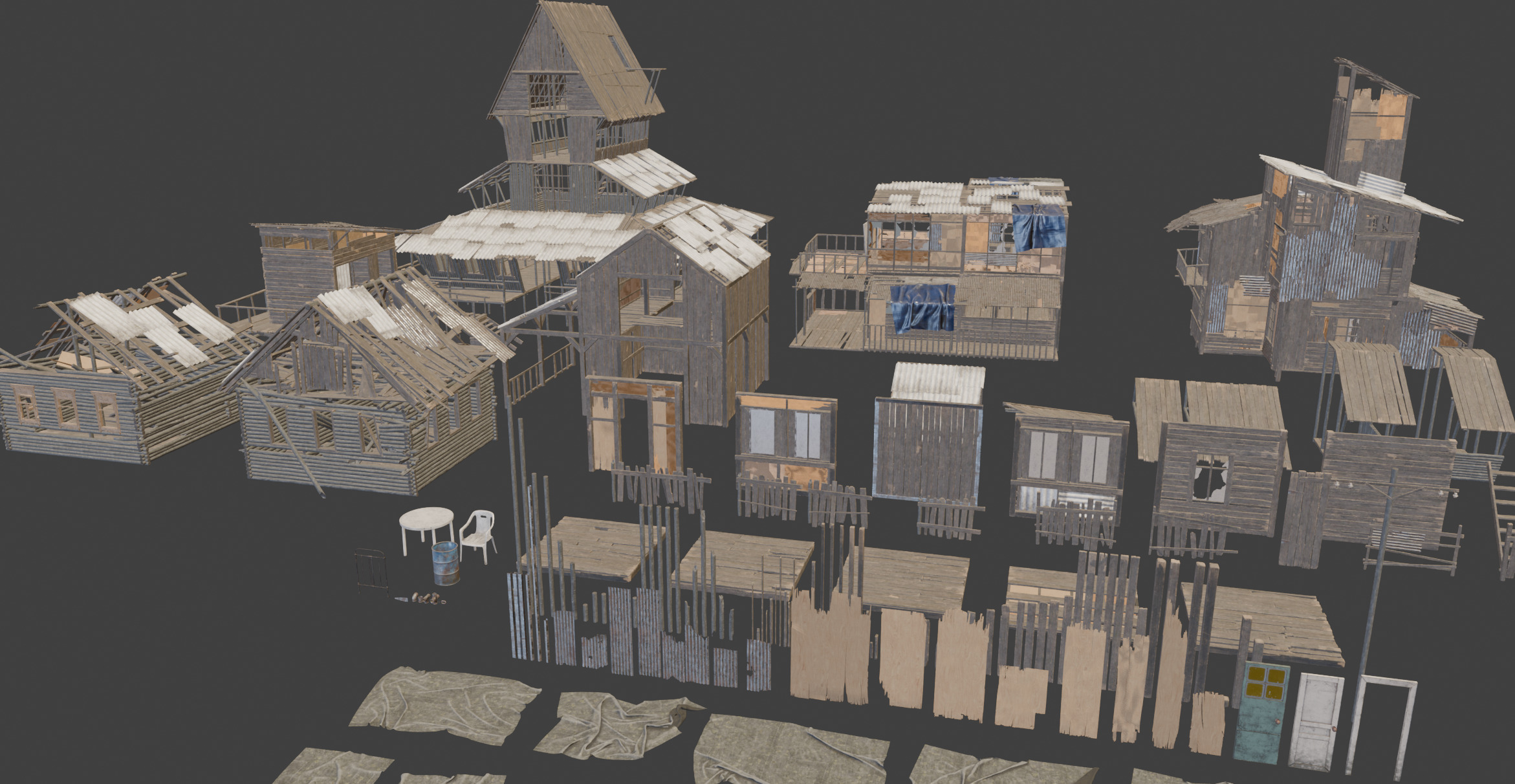 Big Slums pack Low-poly 3D model_13