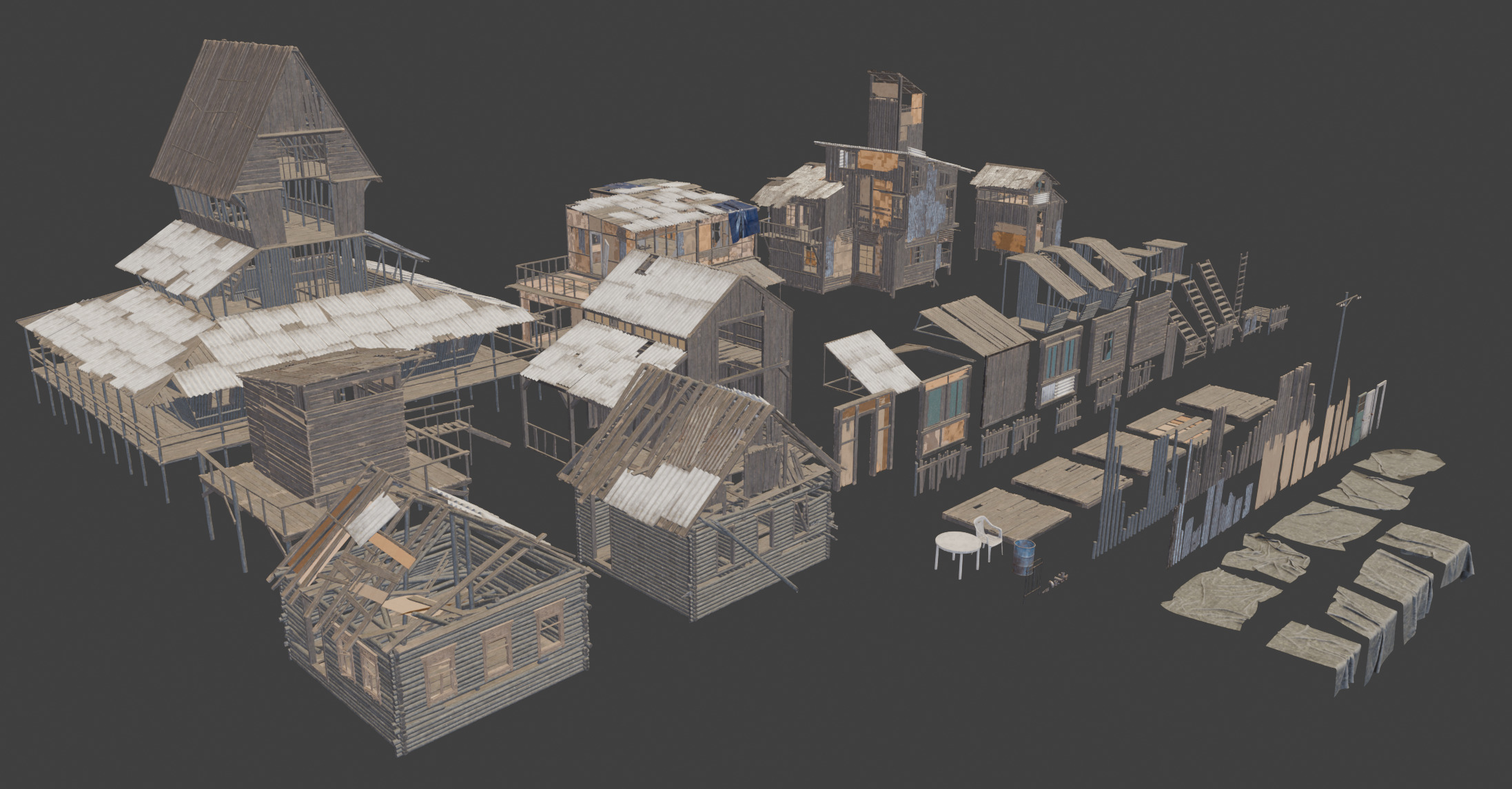 Big Slums pack Low-poly 3D model_11
