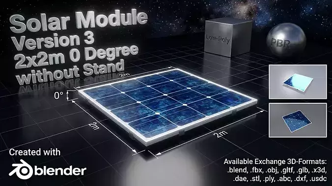 Solar module version 3 2x2m tilt angle 0 degrees without stand