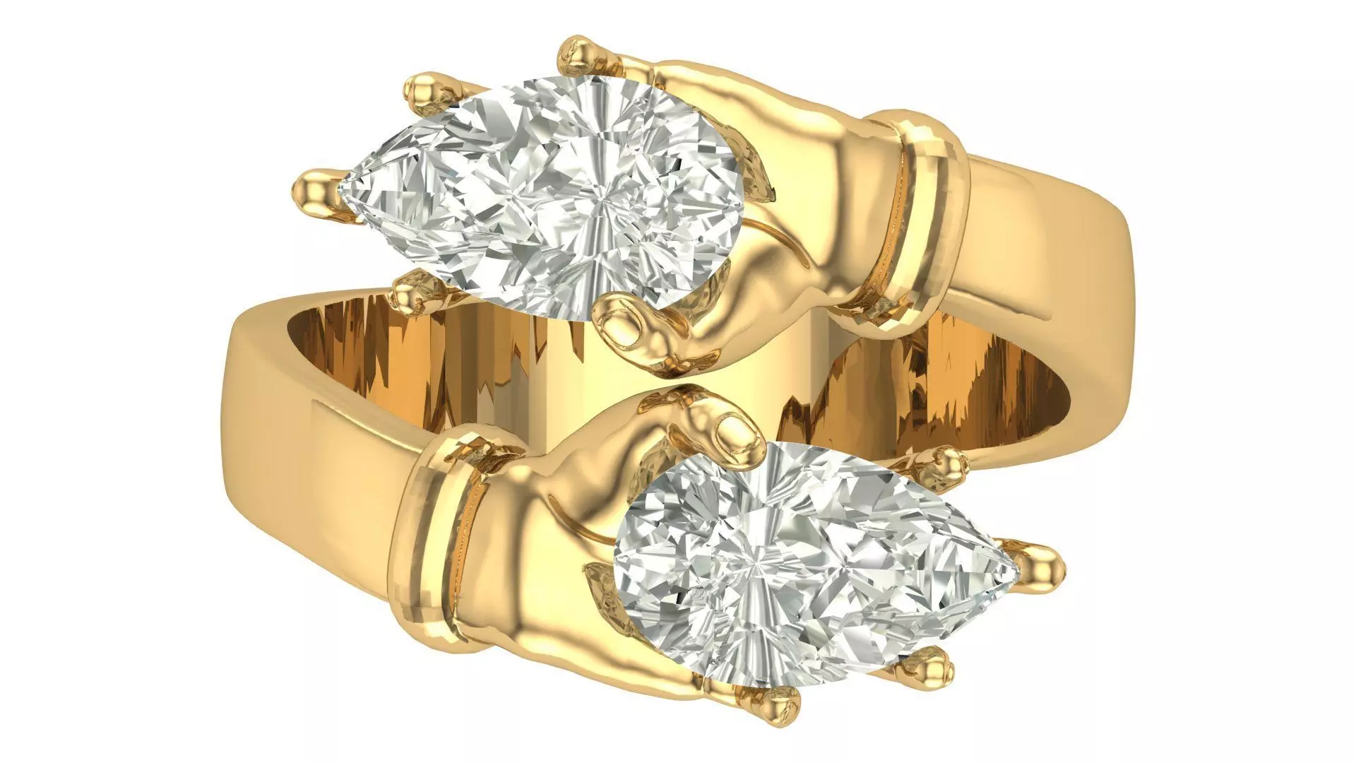 hand Pear Diamound Ring 3D print model