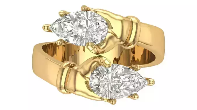 hand Pear Diamound Ring 3D print model