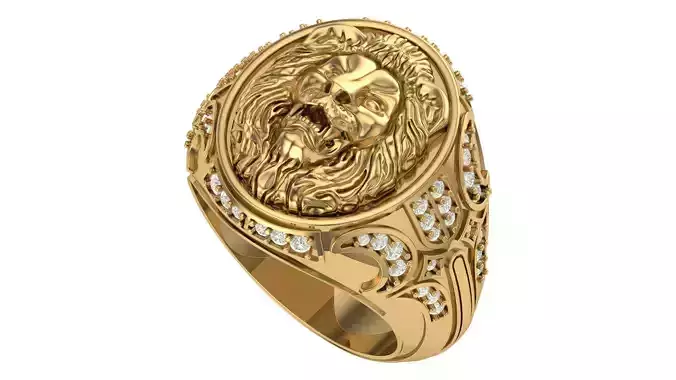 Lion Diamound Ring 3D print model