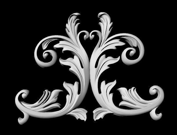 Central decor ornament for furniture 3D model_2