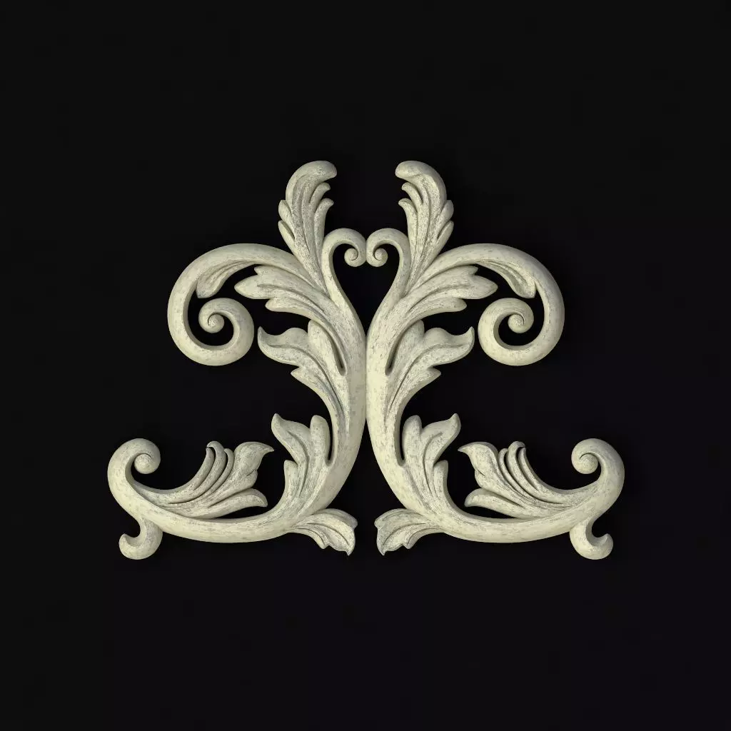 Central decor ornament for furniture 3D model_0