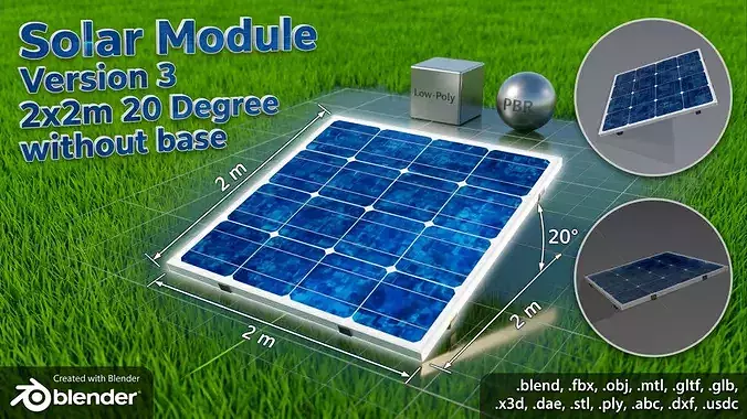 Solar module version 3 2x2m tilt angle 20 degrees without stand