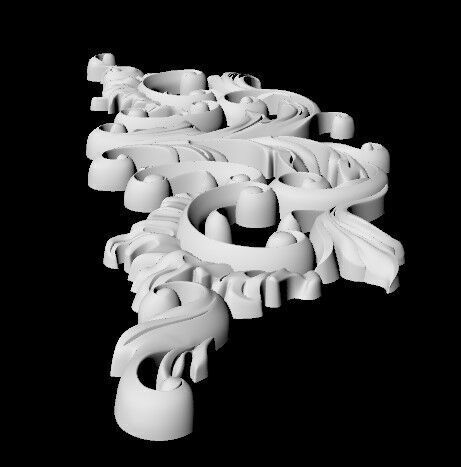 Central decor ornament for furniture 3D model_4