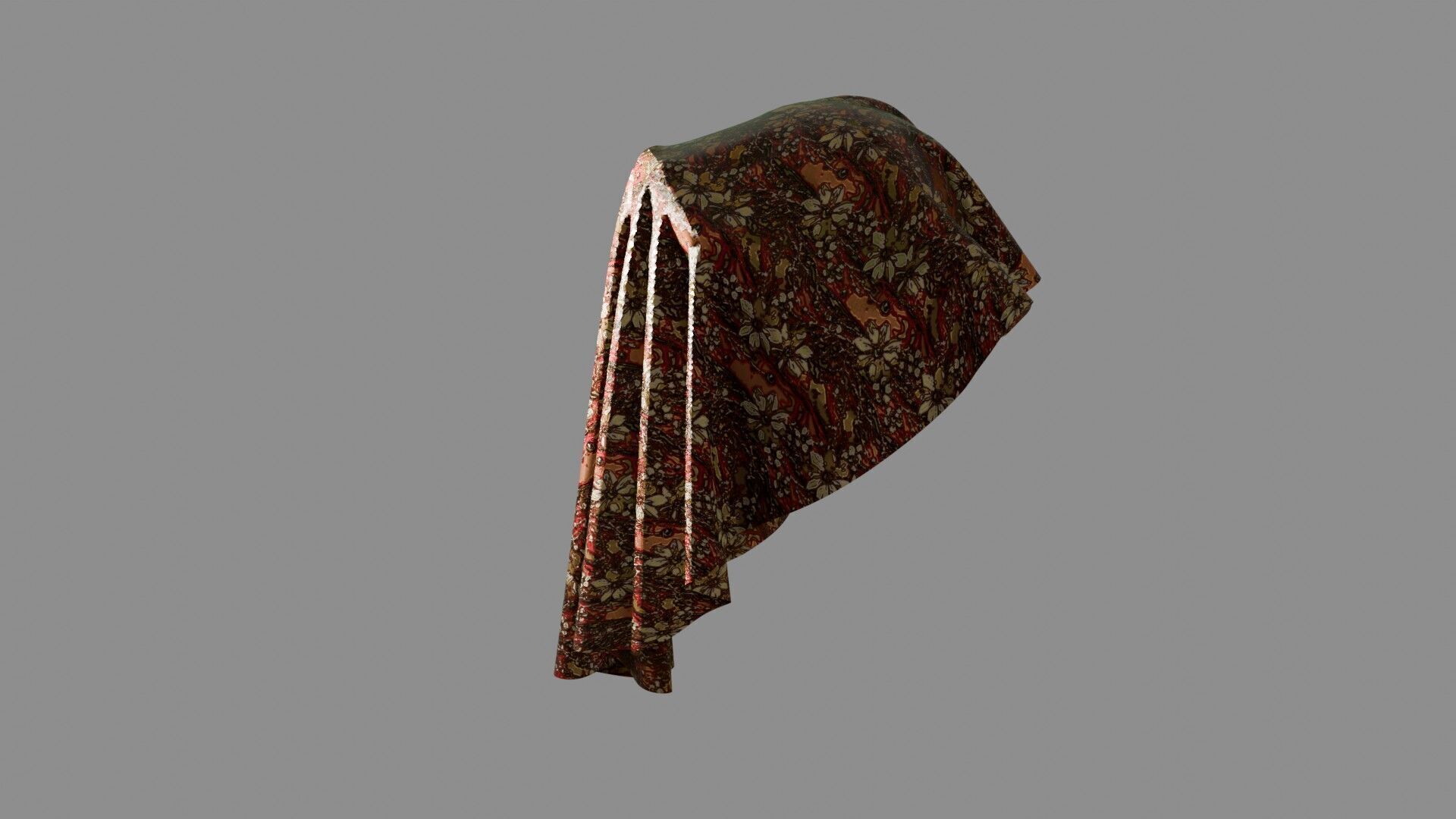 Oriental Fabric Seamless Material Golden Red Flowers Texture_11