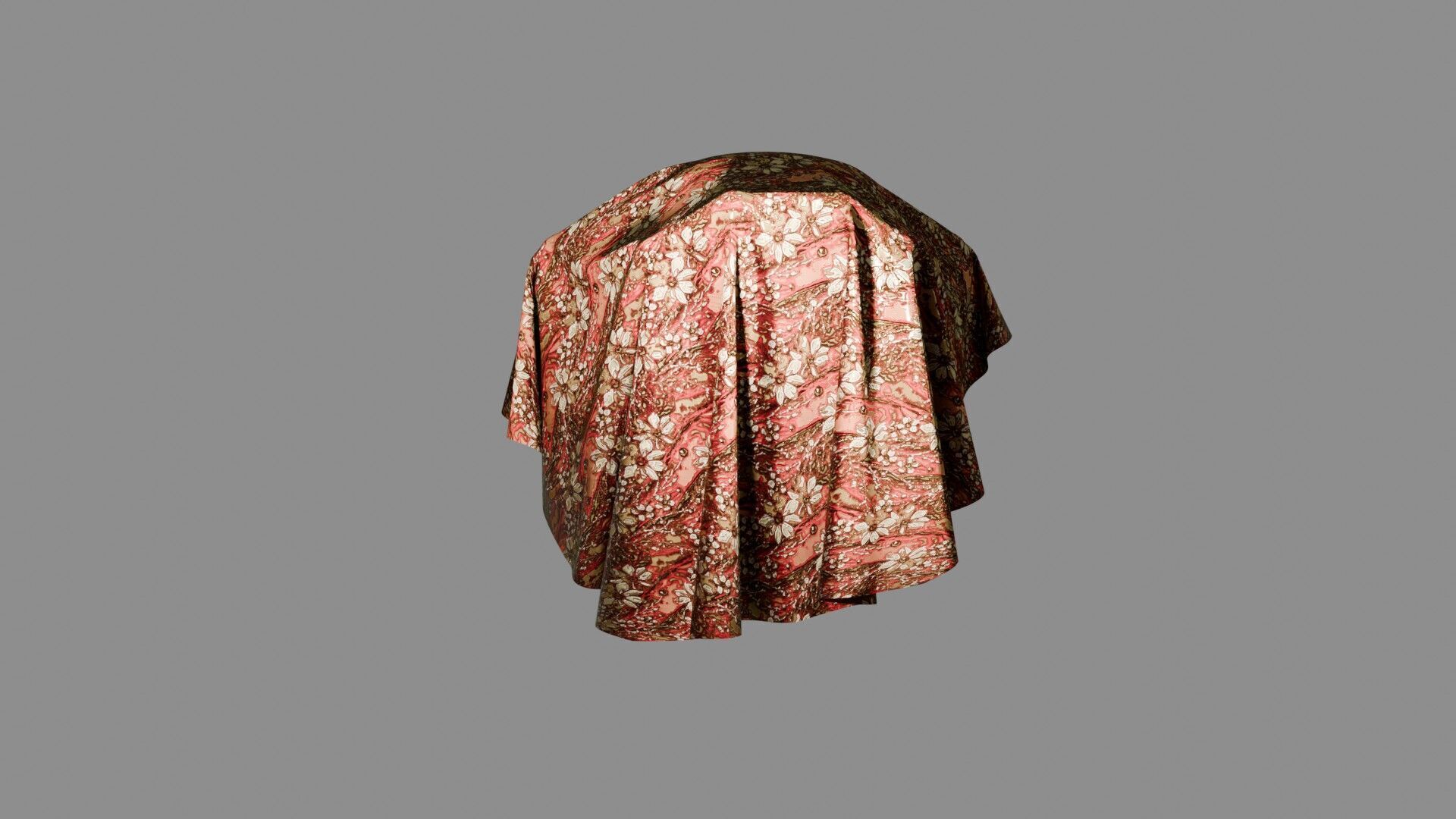 Oriental Fabric Seamless Material Golden Red Flowers Texture_6