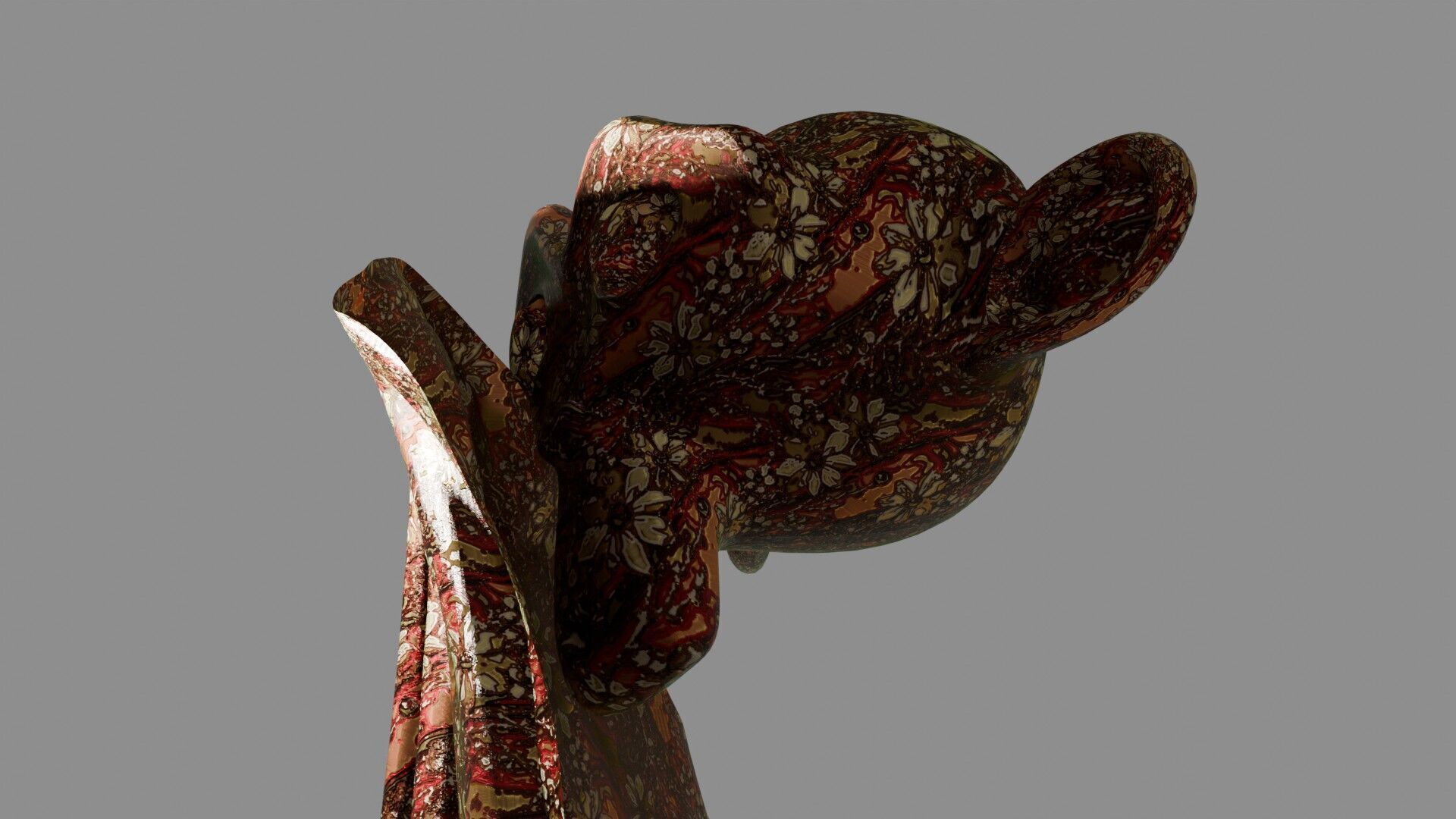 Oriental Fabric Seamless Material Golden Red Flowers Texture_20