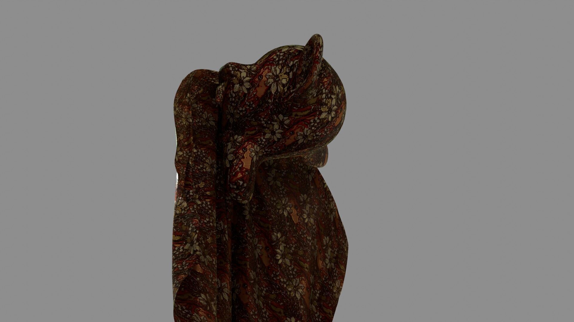 Oriental Fabric Seamless Material Golden Red Flowers Texture_19