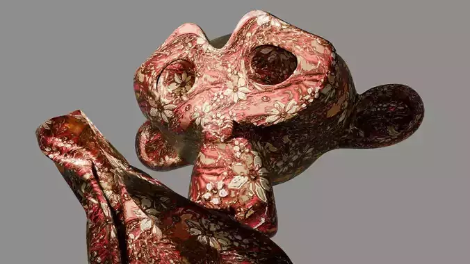 Oriental Fabric Seamless Material Golden Red Flowers