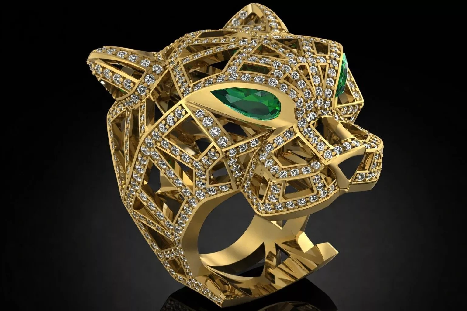Brand Jewelry Panthere Ring Gold 3D print model