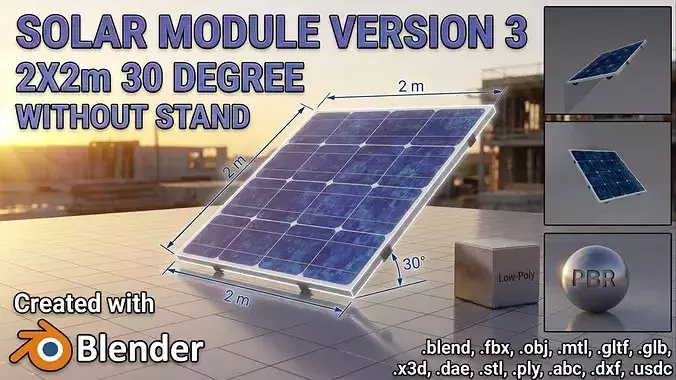 Solar module version 3 2x2m tilt angle 30 degrees without stand
