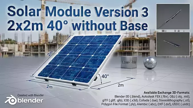 Solar module version 3 2x2m tilt angle 40 degrees without stand