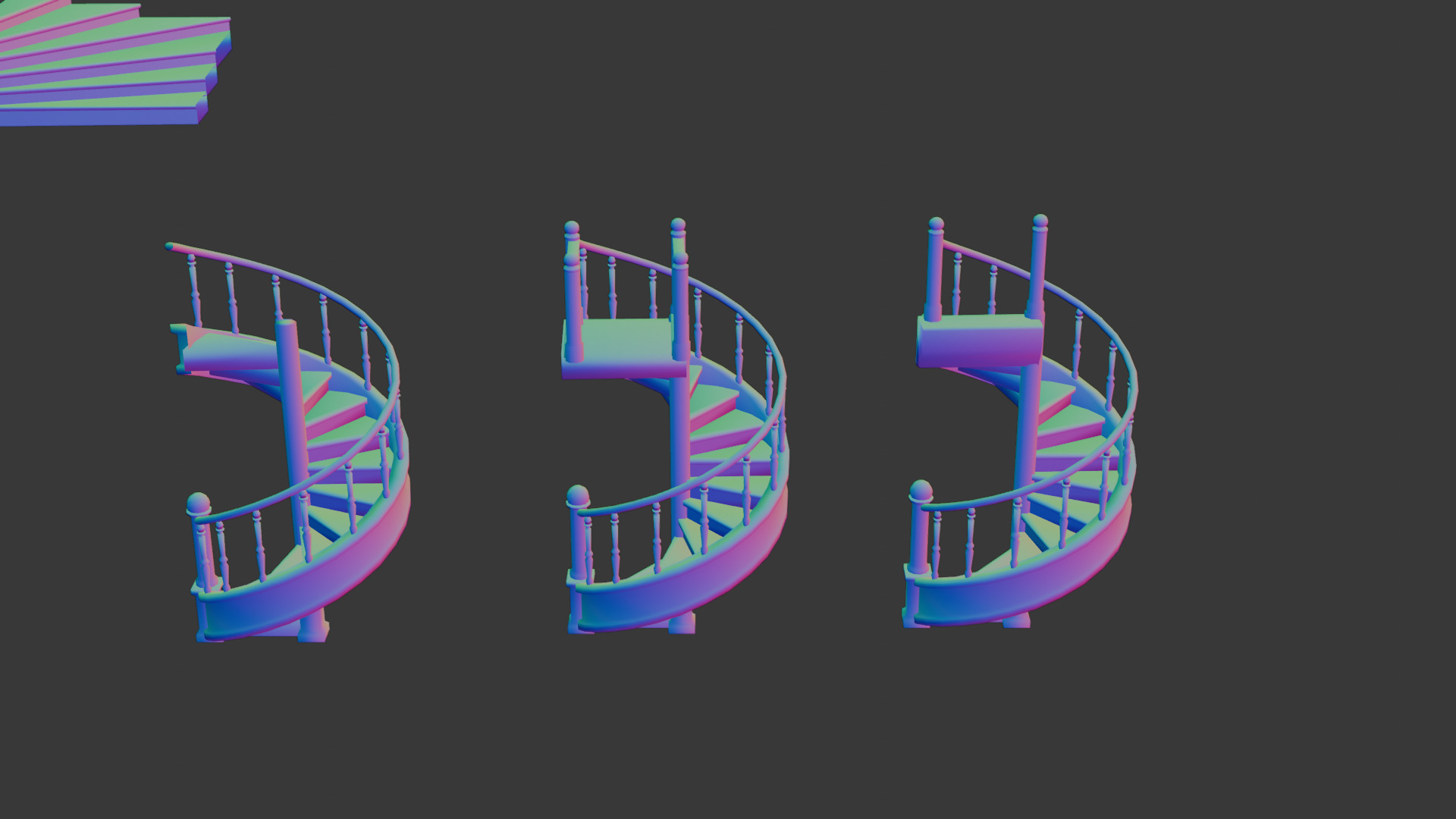 Retro Spiral Staircase 3D Model High-Quality Game Asset 3D model_10