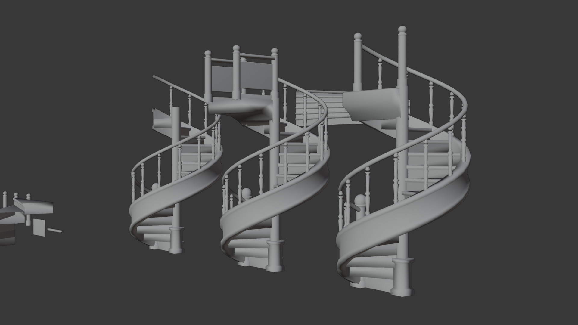 Retro Spiral Staircase 3D Model High-Quality Game Asset 3D model_9