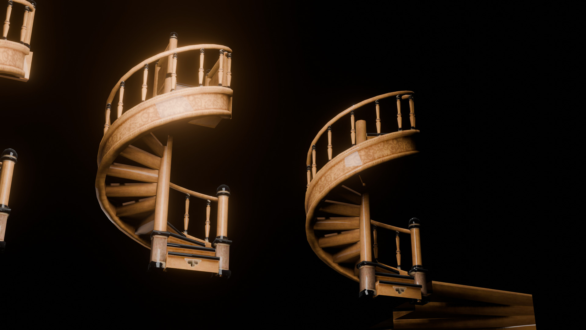 Retro Spiral Staircase 3D Model High-Quality Game Asset 3D model_4