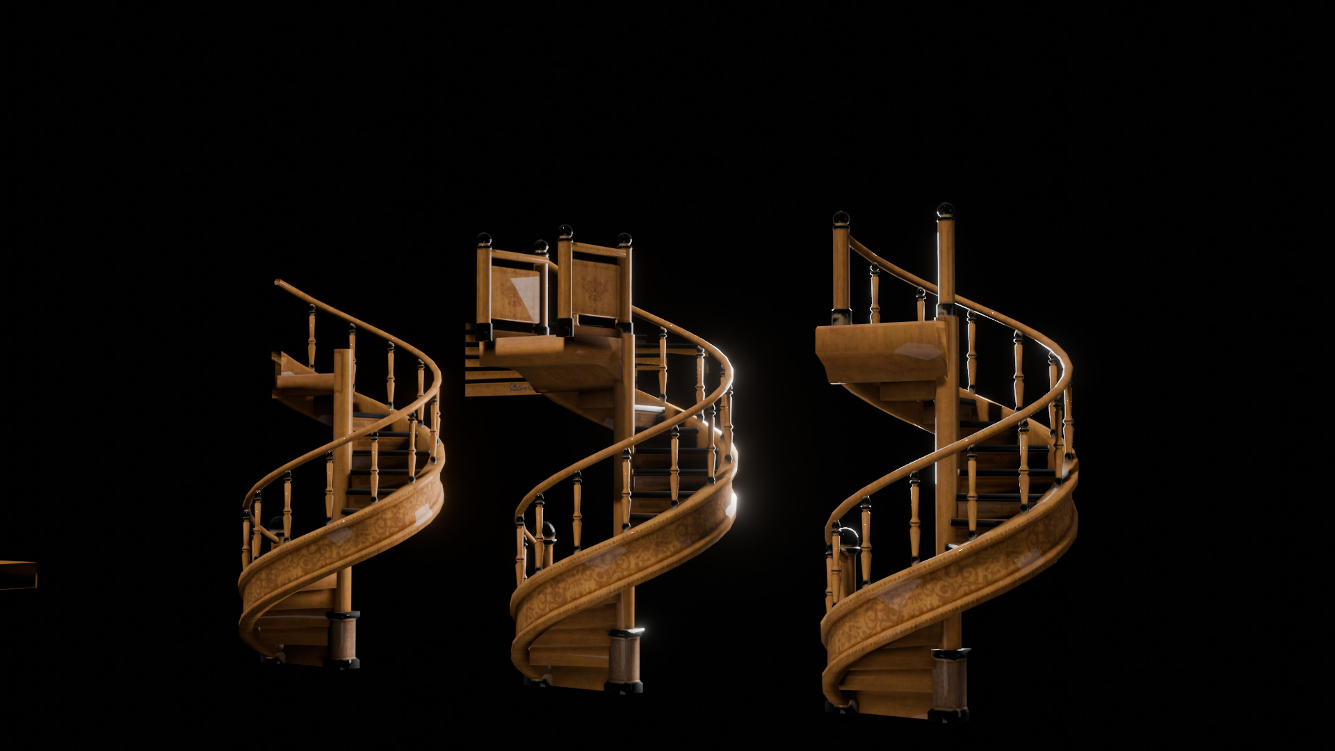 Retro Spiral Staircase 3D Model High-Quality Game Asset 3D model_5